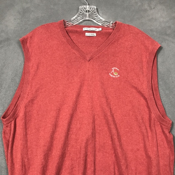 Peter Millar Luxury Blend Golf Sweater Vest Cotton Cashmere Salmon Mens XL - Picture 2 of 9